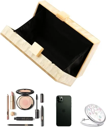 Vista 4 de Bolso de mano y bolso de acrílico para mujer, bolso de noche, bolso cruzado de hombro para fiesta de boda con cadena
