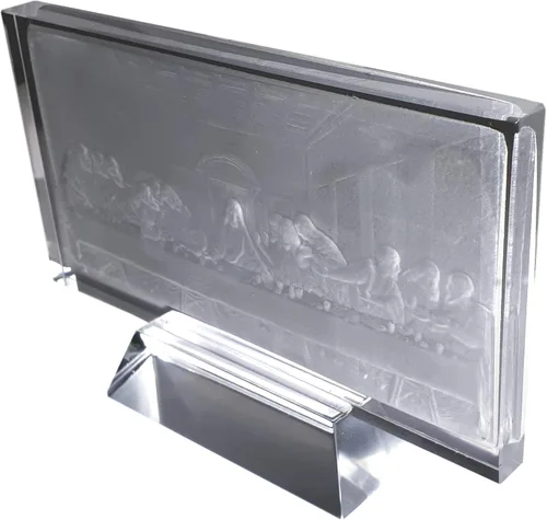Vista 2 de La última cena, arte hecho a mano de escultura de placa de cristal de cristal, estatuilla de estatuilla, regalo de cristal creativo, esculpido