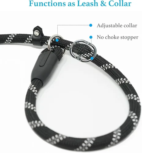 Vista 5 de iYoShop Correa Deslizante Duradera para Perro con Mango Acolchado e Hilos Altamente Reflectantes, Correa de Entrenamiento para Perros Sin Tirones