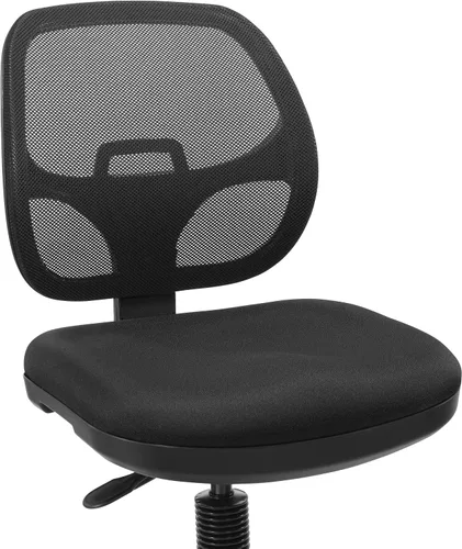 Vista 6 de Silla con respaldo de malla de lujo con pie ajustable, Acero inoxidable, Negro