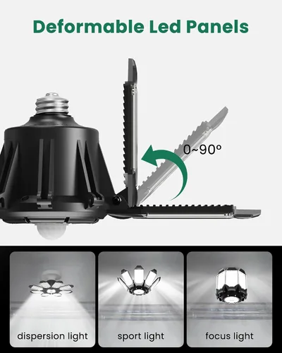Vista 5 de Luz de garaje con sensor de movimiento, 25000 lm 250 W, luz LED de techo para garaje activada por movimiento, con sensor de movimiento