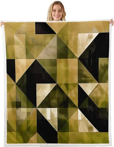 Vista 14 de Erosebridal Black Blue Triangles Square Fleece Throw Blanket 40"x50" - Ultra-Soft for Couch Sofa Bed,3D Geometric Pattern Sherpa Blanket,Abstract