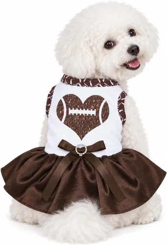 Vista 2 de Petitebella Rugby Heart - Vestido para perro (marrón/marrón, talla XS)