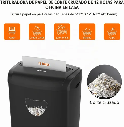 Vista 2 de Suntiko Trituradora de corte cruzado para oficina en casa de 12 hojas