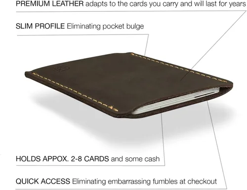 Vista 3 de Modern Carry - Funda delgada de cuero para tarjetas de crédito marrón Brown Card Sleeve