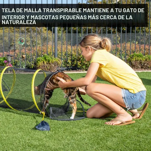 Vista 3 de Outback Jack Cerca exterior para gatos de casa (tienda de campaña portátil, tienda de campaña al aire libre, túnel y casa de juego) Carpas