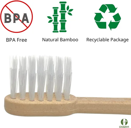 Vista 5 de CHANYI Cepillos de dientes de bambú – Suave – 100% compuesto de fibra de bambú a base de plantas, duradero y sin astillas, cerdas finas sin BPA, 4