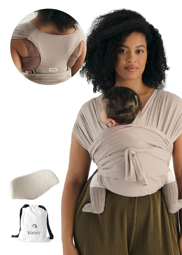 Vista 9 de Portabebés Konny Flex AirMesh con Soporte para la Cabeza - Canguro Ajustable, Fácil de Usar, Sin Manos, Fular Transpirable para Bebé, Perfecto