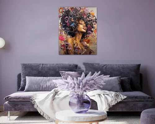 Vista 275 de Arte de pared afroamericano, decoración de rey y reina bailarín negro para sala de estar, arte de pareja de amor negro para dormitorio, lienzo