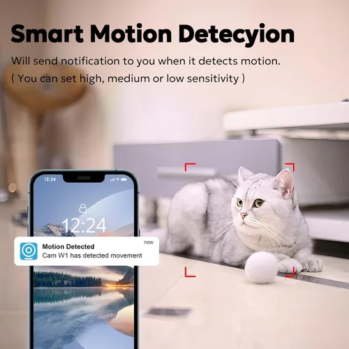 Vista 8 de owltron Cámara interior de 360°, cámaras de visión nocturna 2K para seguridad del hogar con detección de movimiento, WiFi de 2.4G