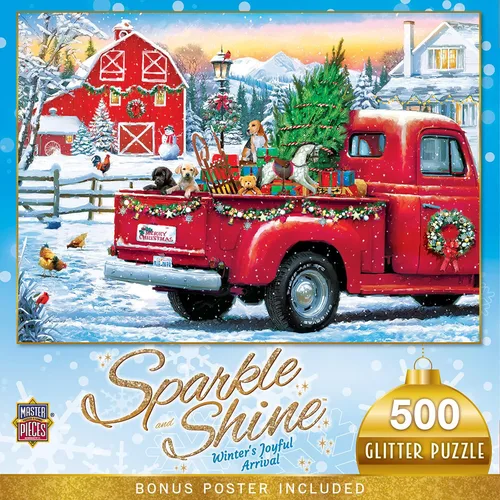 Vista 3 de MasterPieces Rompecabezas de 500 piezas con purpurina - Santa's Depot - 15 x 21 pulgadas