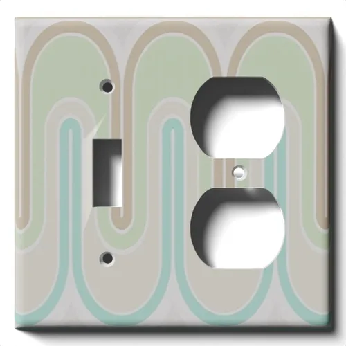Vista 13 de Placa decorativa de salida - Verde Retro Waves - Receptáculo doble dúplex