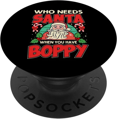Vista 6 de Who Needs Santa When You Have Boppy Santa Claus Xmas PopSockets MagSafe PopGrip for iPhone