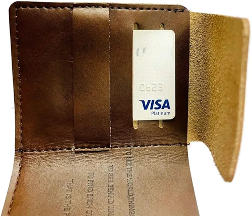 Vista 2 de costumebase WALTER MITTY WALLET secret life cuero genuino hecho a mano marrón, Marrón