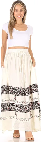 Vista 5 de Sakkas Sandra - Falda larga casual para mujer, estilo bohemio, cintura elástica y bolsillos