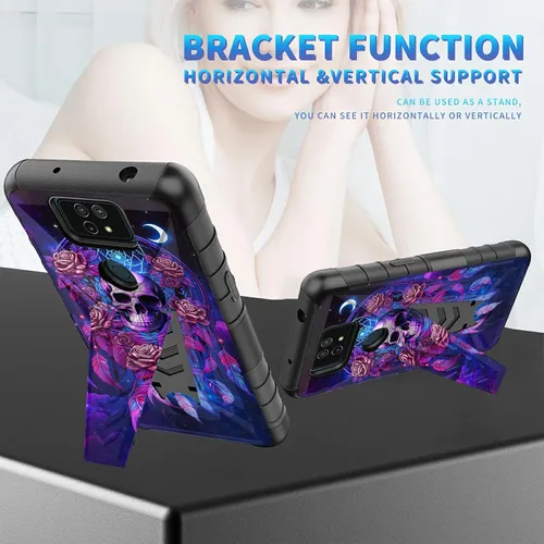 Vista 81 de Funda para AT&T Maestro Max 2021/Cricket Ovation 2 con protector de pantalla de vidrio templado, funda resistente con función atril integrada