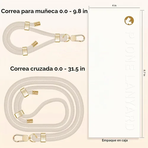 Vista 3 de UKON Cordón para teléfono celular, cordón bandolera y correa de muñeca, hebilla de metal premium con dijes para teléfono con 2 parches de correa