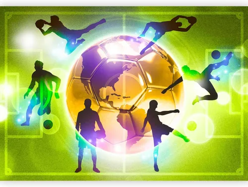 Vista 17 de artgeist Mural de pared Fútbol de 77 x 55 pulgadas, papel tapiz autoadhesivo extraíble, gran calcomanía, decoración de pared, diseño de imagen