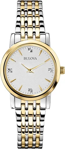 Vista 10 de Bulova Reloj clásico de cuarzo para mujer, acero inoxidable con diamante