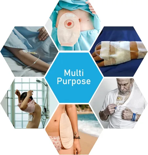 Vista 7 de 25 piezas de bolsa de ostomía impermeable cubierta de ducha de 10 x 10 pulgadas, protector de baño de estoma protector de película adhesiva vendaje