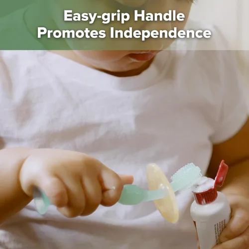 Vista 4 de haakaa Cepillo de dientes para bebé de 360° con base de succión - Limpieza suave para entrenamiento de autocepillado de niños pequeños, silicona