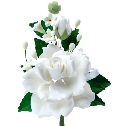 Vista 25 de O'Creme Aerosol de Flor de Masa de Goma, Rosa Blanca 6x8 - Flores Comestibles para Decorar Pasteles - Decoraciones de Flores para Tartas, Caramelos