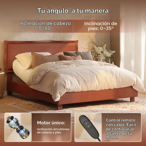 Vista 5 de FLEXISPOT Base de cama ajustable Queen con marco tapizado, elevación de cabeza y pies, capacidad de 600 libras, no necesita somier, diseño