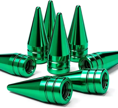 Vista 10 de 4 piezas de tapas de válvula de rueda con forma de punta, válvula de rueda de aleación de aluminio con punta, cubiertas universales de válvula