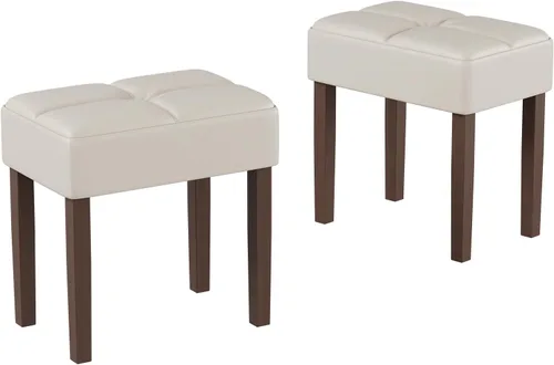 Vista 9 de EOSVALO Taburete de tocador de cuero, banco otomano rectangular de 18.7 pulgadas de ancho para sala de maquillaje, silla de tocador con patas