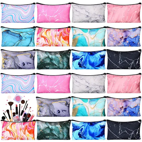 Vista 19 de 24 piezas bolsas de maquillaje a granel, bolsas de cosméticos de lona, organizador de bolso, bolsa cosmética con cremallera, bolsa de tocador