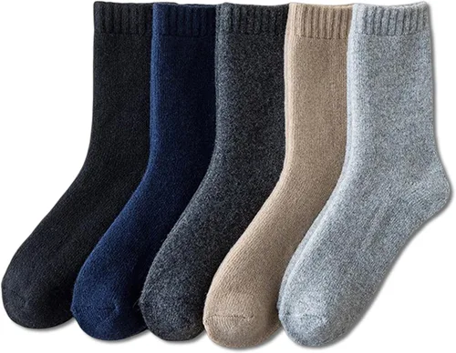 Vista 7 de MOSOTECH 5 Pairs Wool Socks for Men, Size 7-12, Cozy Cushioned Crew Boot Socks Thermal and Warm for Winter Spring Work Hiking