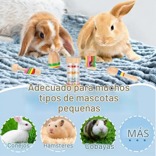 Vista 6 de MEWTOGO 5 juguetes de conejo de madera, seguros y resistentes a