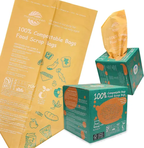 Vista 12 de Bolsas de basura compostables de 13 galones, bolsas altas de basura de alimentos resistentes para cocina, extragruesas, certificadas US BPI ASTM