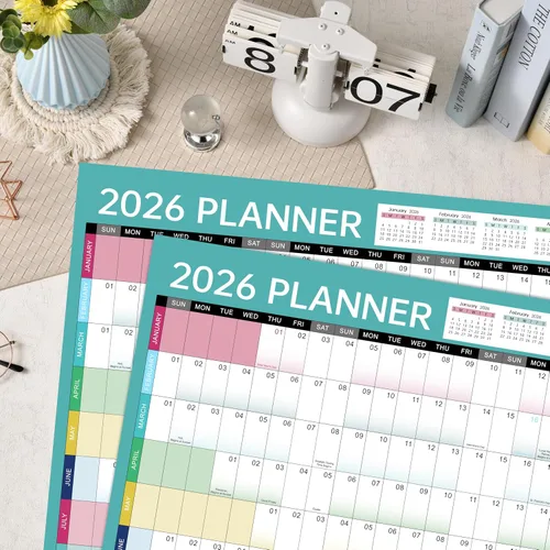 Vista 6 de Calendario anual de pared 2026, calendario de pared 2026, enero de 2026 a diciembre de 2026, calendario anual con fechas julianas, papel grueso