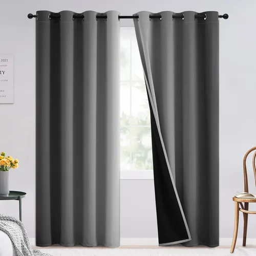 Vista 87 de SimpleHome Cortinas degradadas degradadas para oscurecer la habitación de 36 pulgadas de largo para dormitorio, con ojales y bloqueo de luz Negro