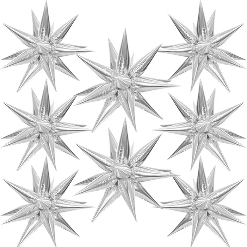 Vista 7 de ZAKVOOR 100 globos de papel de aluminio de estrella negra, forma de estrella explosiva, papel de aluminio premium, reutilizables, globos de fiesta