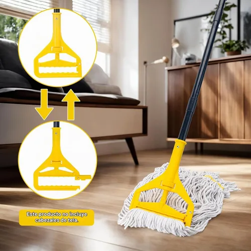 Vista 3 de KeFanta Mango de mopa de 152 cm, mango de mopa comercial resistente, industrial, reemplazo de palo de mopa, cambio rápido, soporte para reemplazo