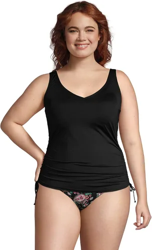 Vista 4 de Lands End Traje de baño tankini con aros y cuello en V ajustable para mujer talla extra grande DD-Cup resistente al cloro
