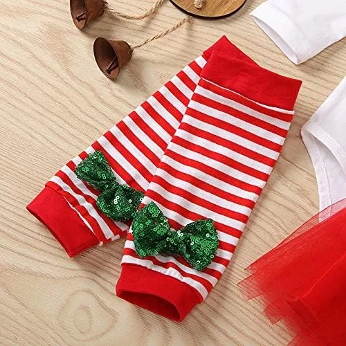 Vista 6 de Conjunto de body + falda tutú, calentadores de piernas+diadema con lazo para Navidad