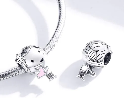 Vista 5 de VINWOS Colgante de plata de ley 925 con cuentas de plata de ley 925 para niñas y niños niños Metal Diamantes de imitación