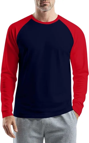 Vista 22 de Camisas de manga larga para hombre, camiseta casual de cuello redondo, suave, elástica, M-3XL