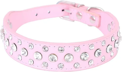 Vista 10 de Dogs Kingdom Collares de cuero con diamantes de imitación personalizados de 10 a 24 pulgadas de longitud, para razas pequeñas y medianas, color Negro