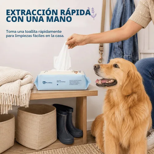 Vista 5 de Toallitas para perros para patas y traseros, lavanda, 30