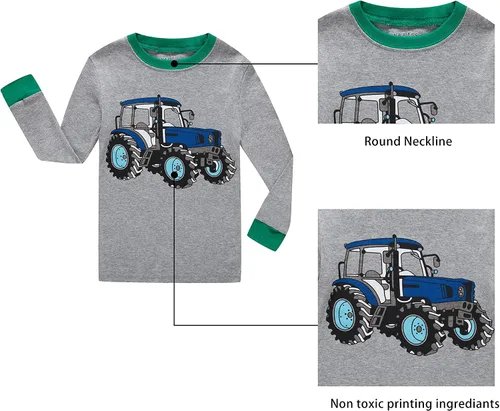 Vista 5 de KikizYe - Conjunto de pijamas para niños y niñas pequeños y grandes, ropa de dormir de 100% algodón