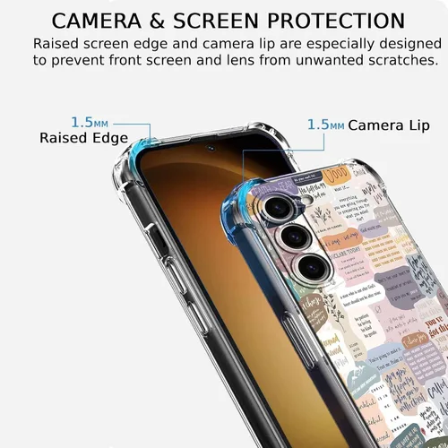 Vista 3 de Funda con versículos bíblicos para Samsung Galaxy S23 Plus, collage de citas de Jesús cristiano, funda protectora de TPU suave de moda compatible