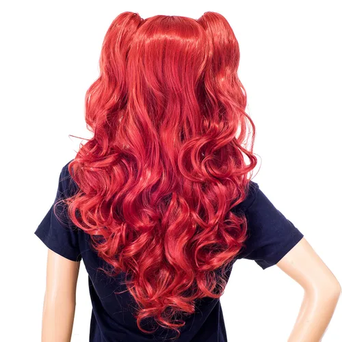 Vista 8 de SWACC Peluca larga y rizada de doble garra con clip en cola de caballo sintética pastel colorida para cosplay, peluca de fiesta diaria para mujeres