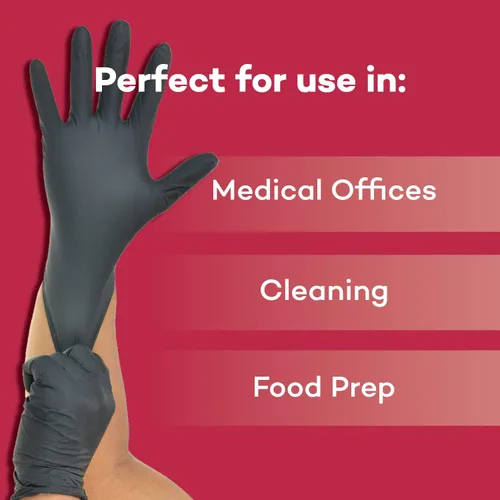 Vista 7 de Dealmed Black Nitrile Exam Gloves – Disposable Multi-Purpose Use Medical Gloves Use for First Aid and Medical Facilities