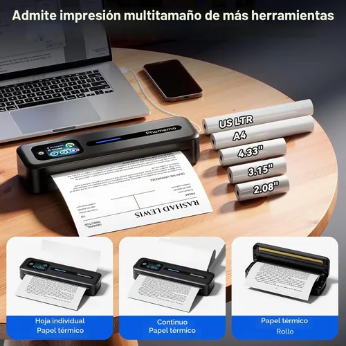 Vista 7 de Phomemo M832D Pantalla táctil Impresora portátil sin tinta térmica Negro
