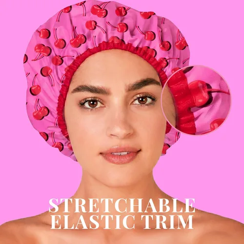 Vista 5 de Betty Dain Gorro de baño y ducha reutilizable, gorro de ducha impermeable de gran tamaño para todas las longitudes de cabello, forro de PEVA