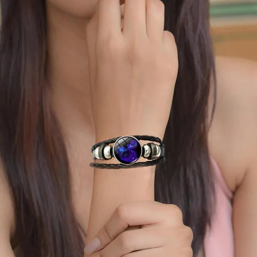 Vista 2 de Pulsera de Espíritu de Signos del Zodiaco Multicapa 12 Constelaciones Pulsera para Mujeres Hombres Pulseras de Cuero del Zodiaco Tejidas a Mano